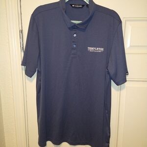 Travis Mathew Blue Short Sleeve Golf Polo Shirt Men's sz XL Templeton Distillery